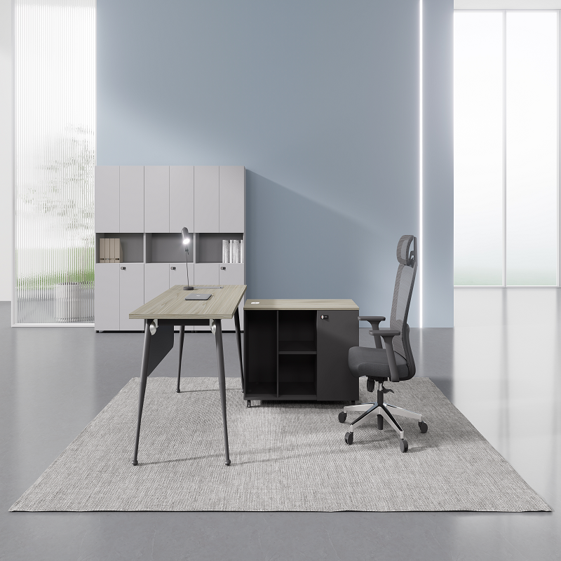 Baseball Series Fixed Height Executive Desk with Privacy Baffle | FortuneRise