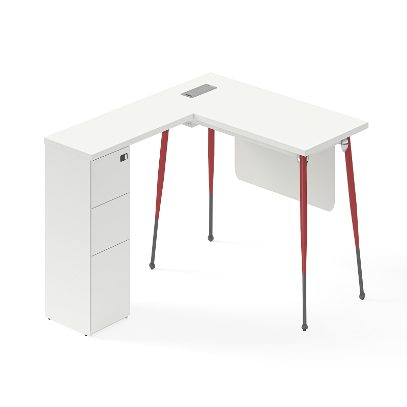 Baseball Series L-Shaped Executive Desk with Side 3-Drawer Cabinet | FortuneRise