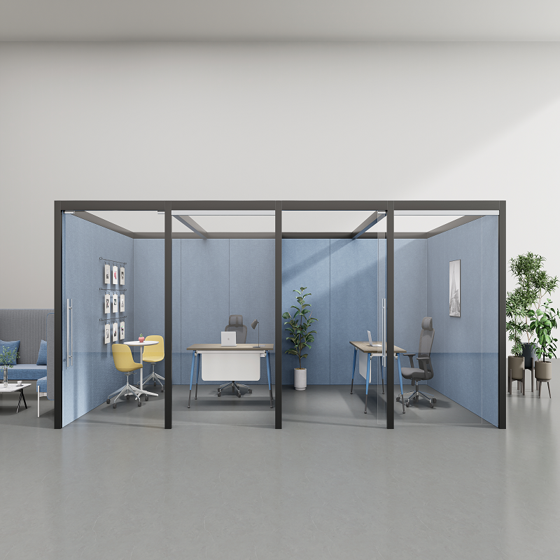 Baseball Series Fixed Height Executive Desk with Privacy Baffle | FortuneRise