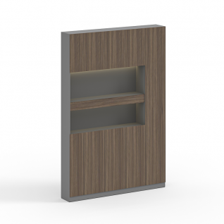 Modern LED-Lit Office Credenza with Open Display Shelves