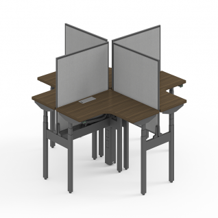 4-Person Cross L-Shaped LINAK DL6 Height Adjustable Workstation | FortuneRise