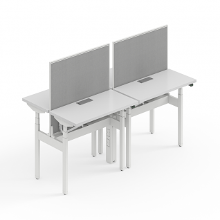 4-Person Back-to-Back Partition LINAK DL6 Height Adjustable Workstation | FortuneRise