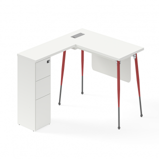 Baseball Series L-Shaped Executive Desk with Side 3-Drawer Cabinet | FortuneRise