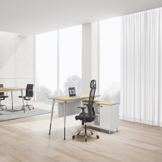 Baseball Series Fixed Height Administrative Desk with Side Open Storage Cabinet | FortuneRise