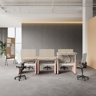 Two‑Person Face‑to‑Face Height‑Adjustable Workstation with Partition Decorative Enclosed Leg & Multi‑Color LED Light